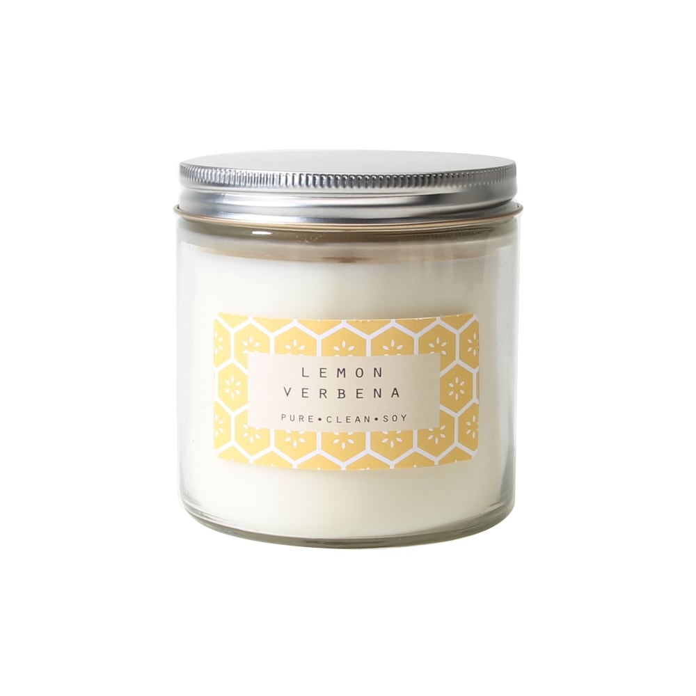 slide 1 of 1, Pure Clean Soy Lemon Verbena Clear Jar Candle - Ivory - 10.5 Ounce, 10 oz