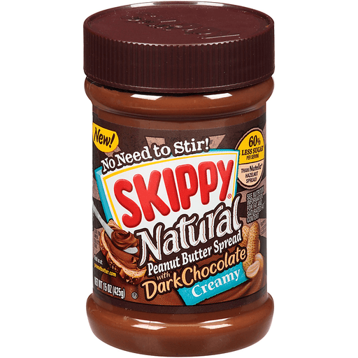 slide 1 of 1, Skippy Natural Creamy Peanut Butter Spread with Dark Chocolate, 15 oz