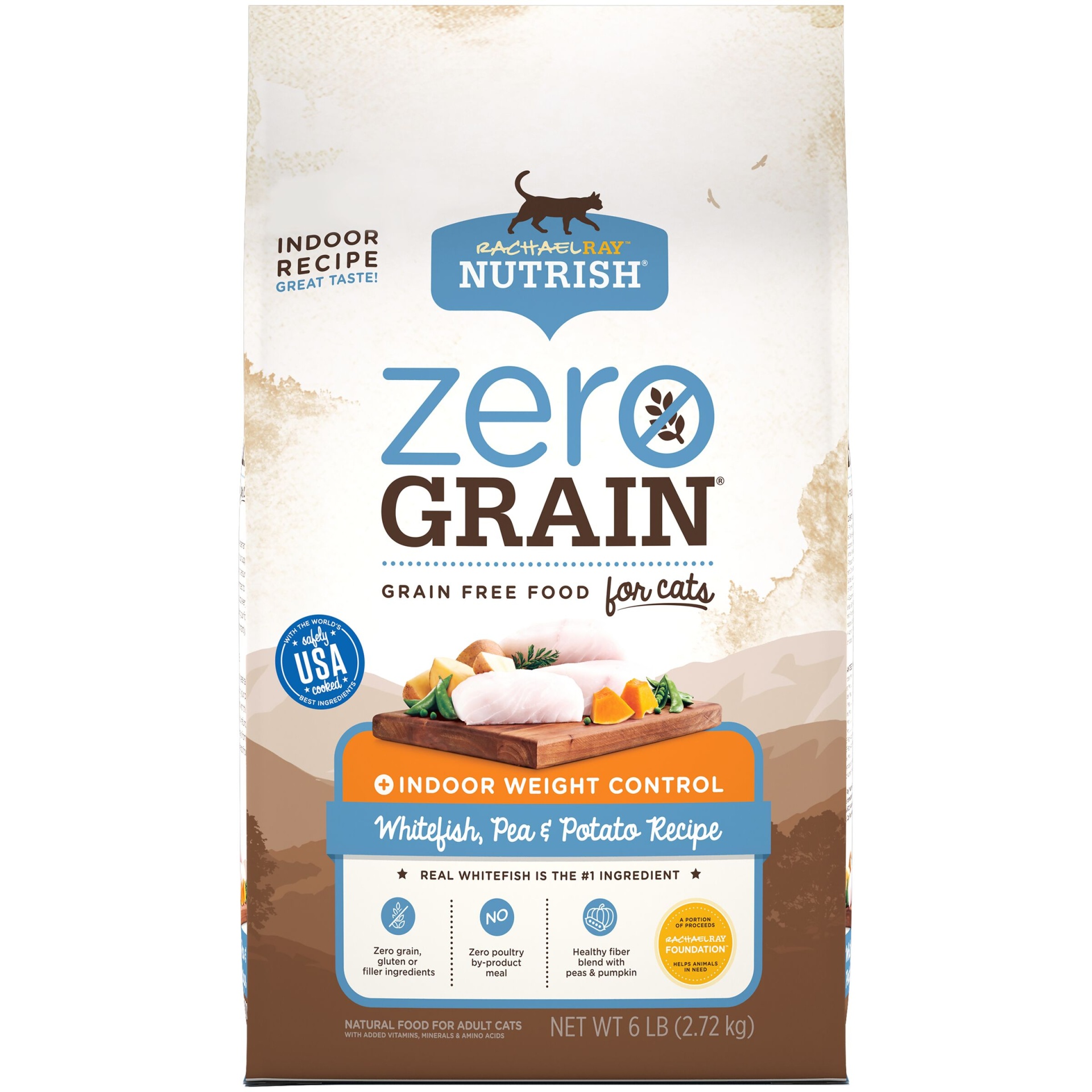 slide 1 of 1, Rachael Ray Nutrish Zero Grain Natural Food For Cats Whitefish, Pea & Potato Recipe, 6 lb