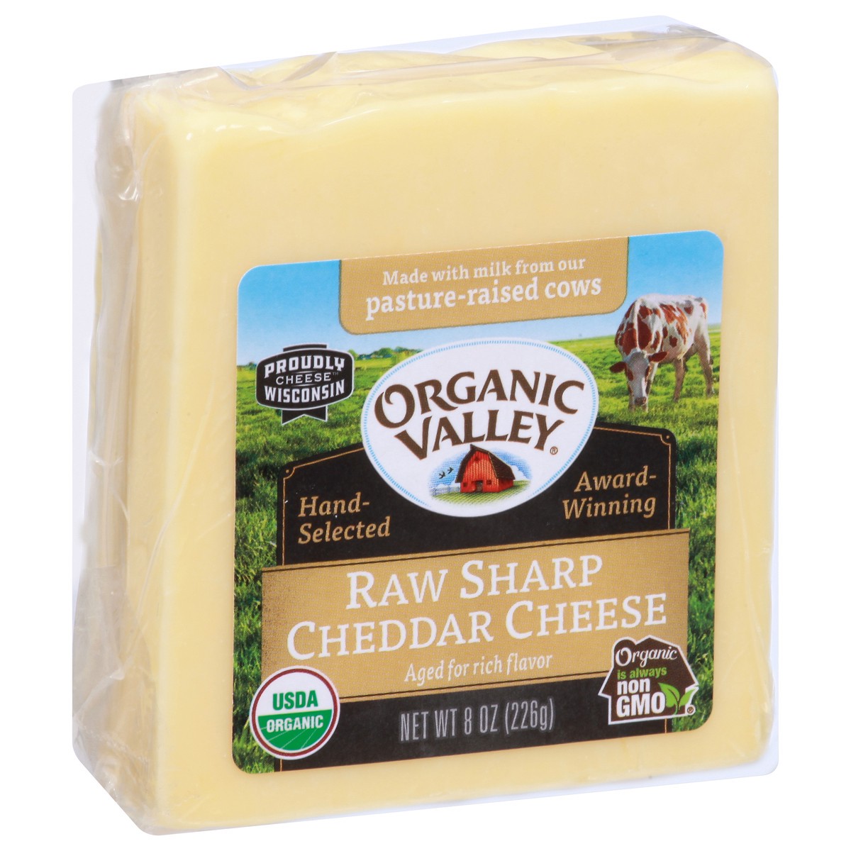 slide 11 of 11, ORGANIC VALLEY Raw Organic Sharp Cheddar Cheese Block, 8 oz, 8 oz