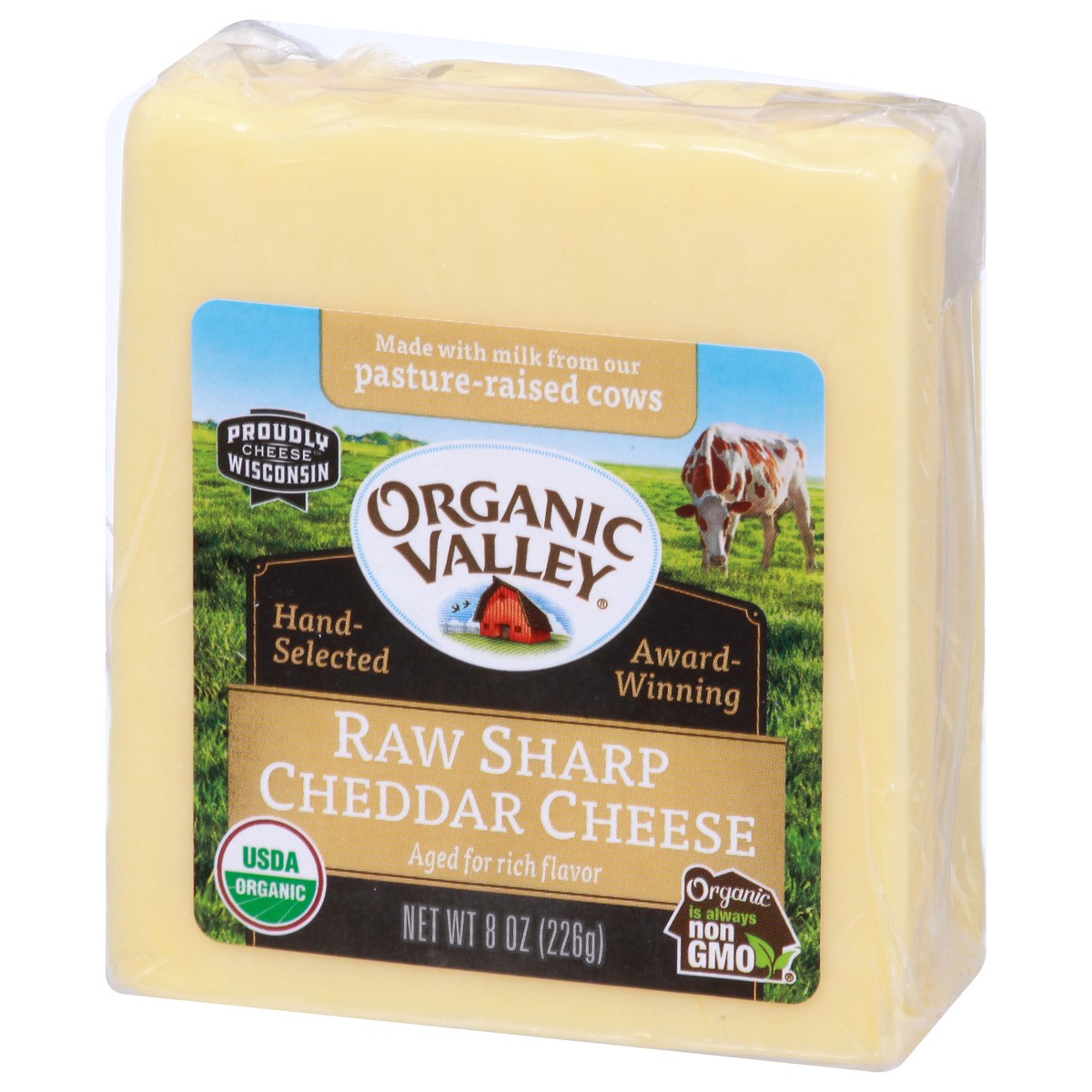 slide 3 of 11, ORGANIC VALLEY Raw Organic Sharp Cheddar Cheese Block, 8 oz, 8 oz