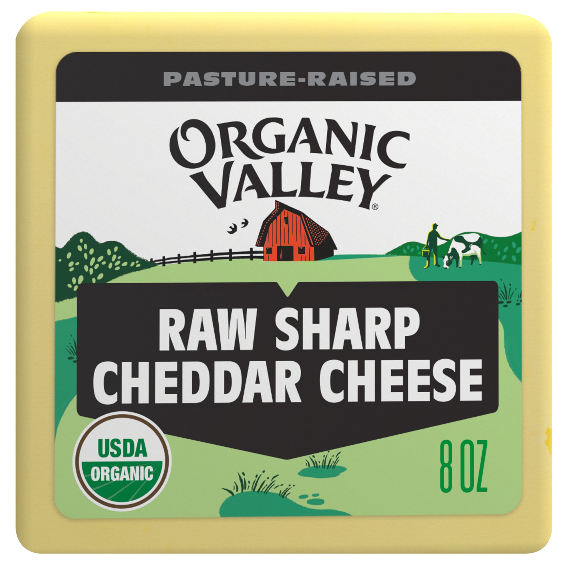 slide 1 of 11, ORGANIC VALLEY Raw Organic Sharp Cheddar Cheese Block, 8 oz, 8 oz