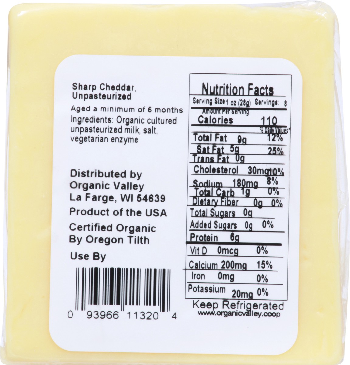 slide 7 of 11, ORGANIC VALLEY Raw Organic Sharp Cheddar Cheese Block, 8 oz, 8 oz