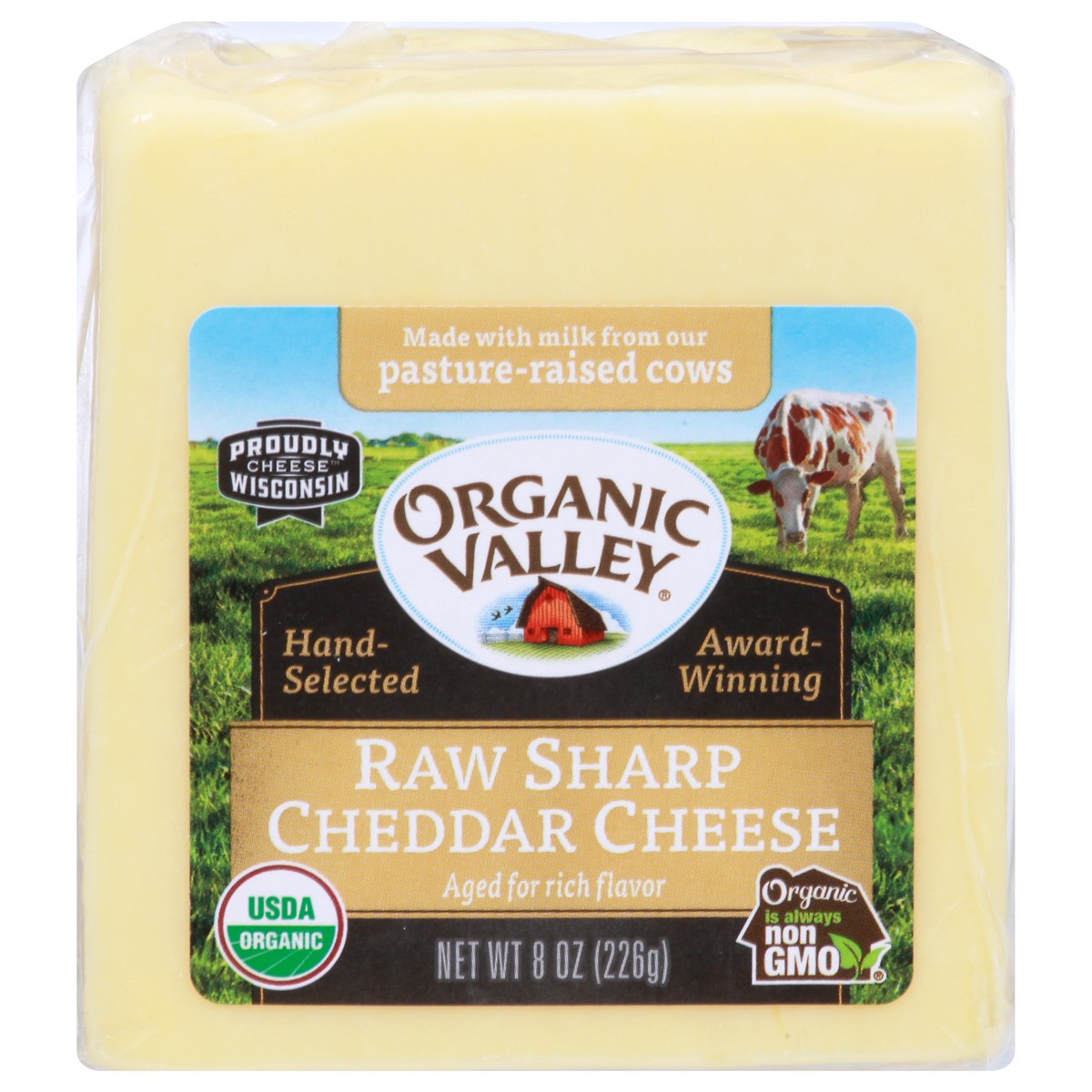 slide 5 of 11, ORGANIC VALLEY Raw Organic Sharp Cheddar Cheese Block, 8 oz, 8 oz