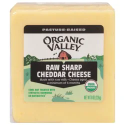 Organic Valley Raw Organic Sharp Cheddar Cheese Block, 8 oz