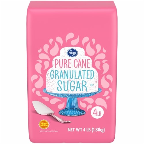 slide 1 of 1, Kroger Pure Cane Granulated Sugar, 4 lb