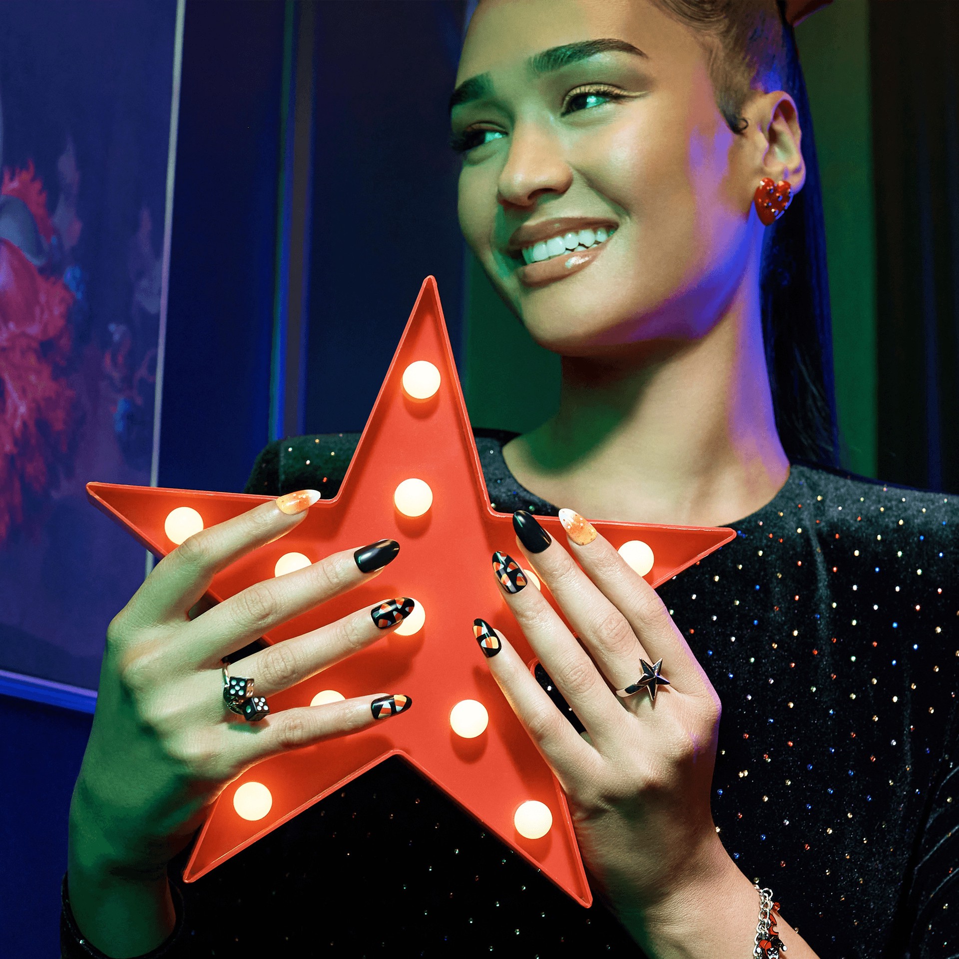 slide 5 of 5, imPRESS Halloween Press-on Nails, ‘Howl you doing'', 30 Count, 34 ct