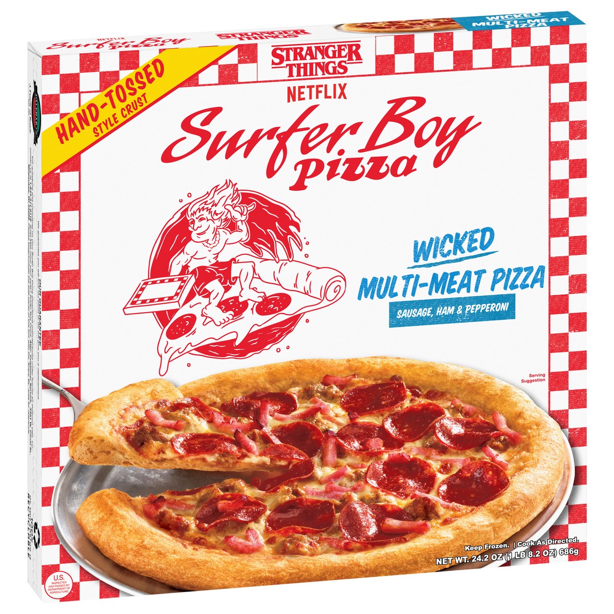 slide 11 of 13, Surfer Boy Pizza Hand-Tossed Style Crust Wicked Multi-Meat Pizza 24.2 oz, 24.2 oz