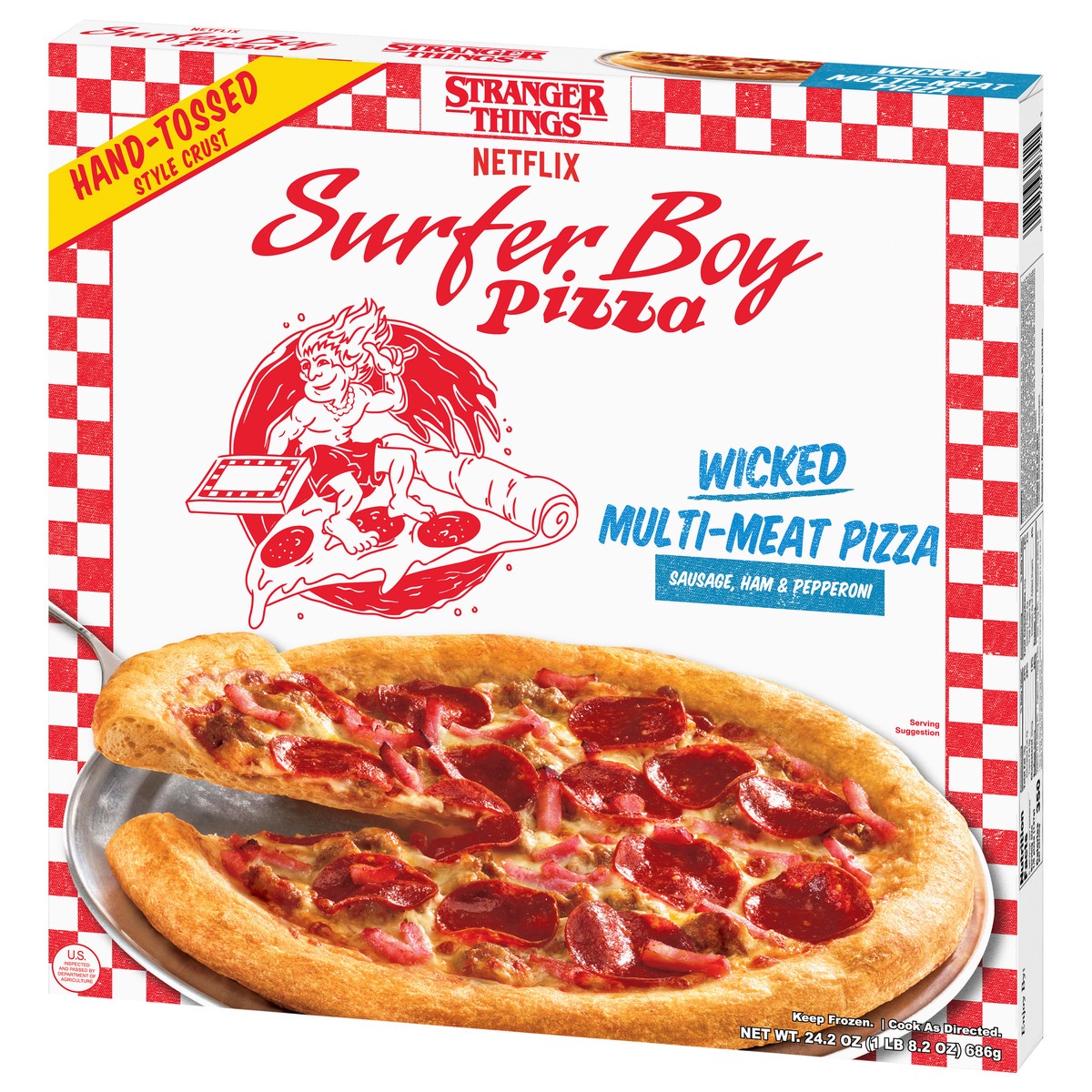 slide 6 of 13, Surfer Boy Pizza Hand-Tossed Style Crust Wicked Multi-Meat Pizza 24.2 oz, 24.2 oz