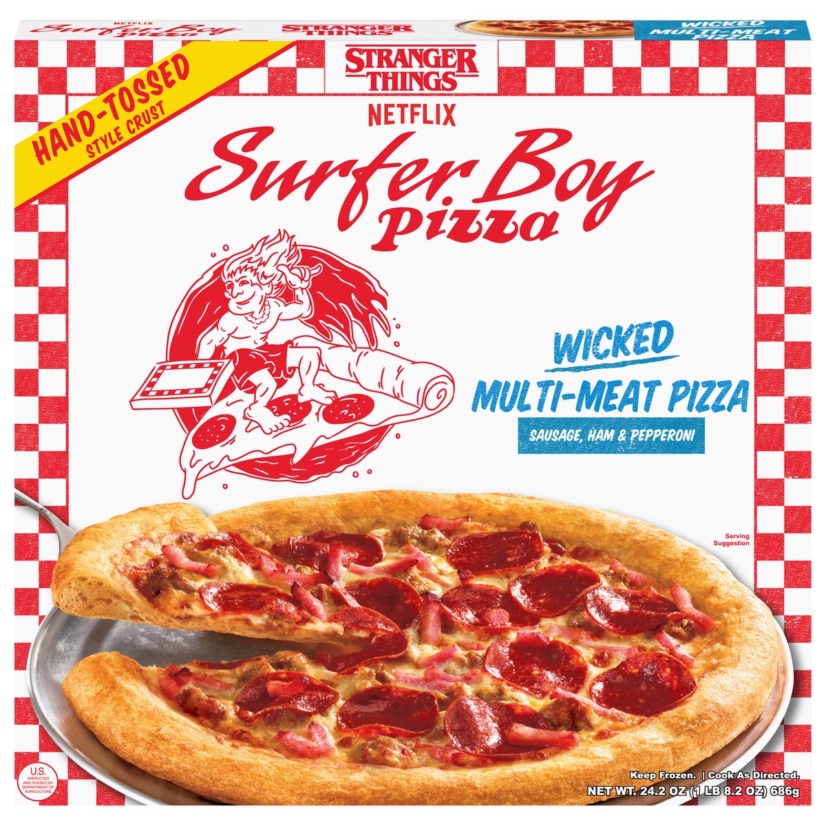 slide 7 of 13, Surfer Boy Pizza Hand-Tossed Style Crust Wicked Multi-Meat Pizza 24.2 oz, 24.2 oz