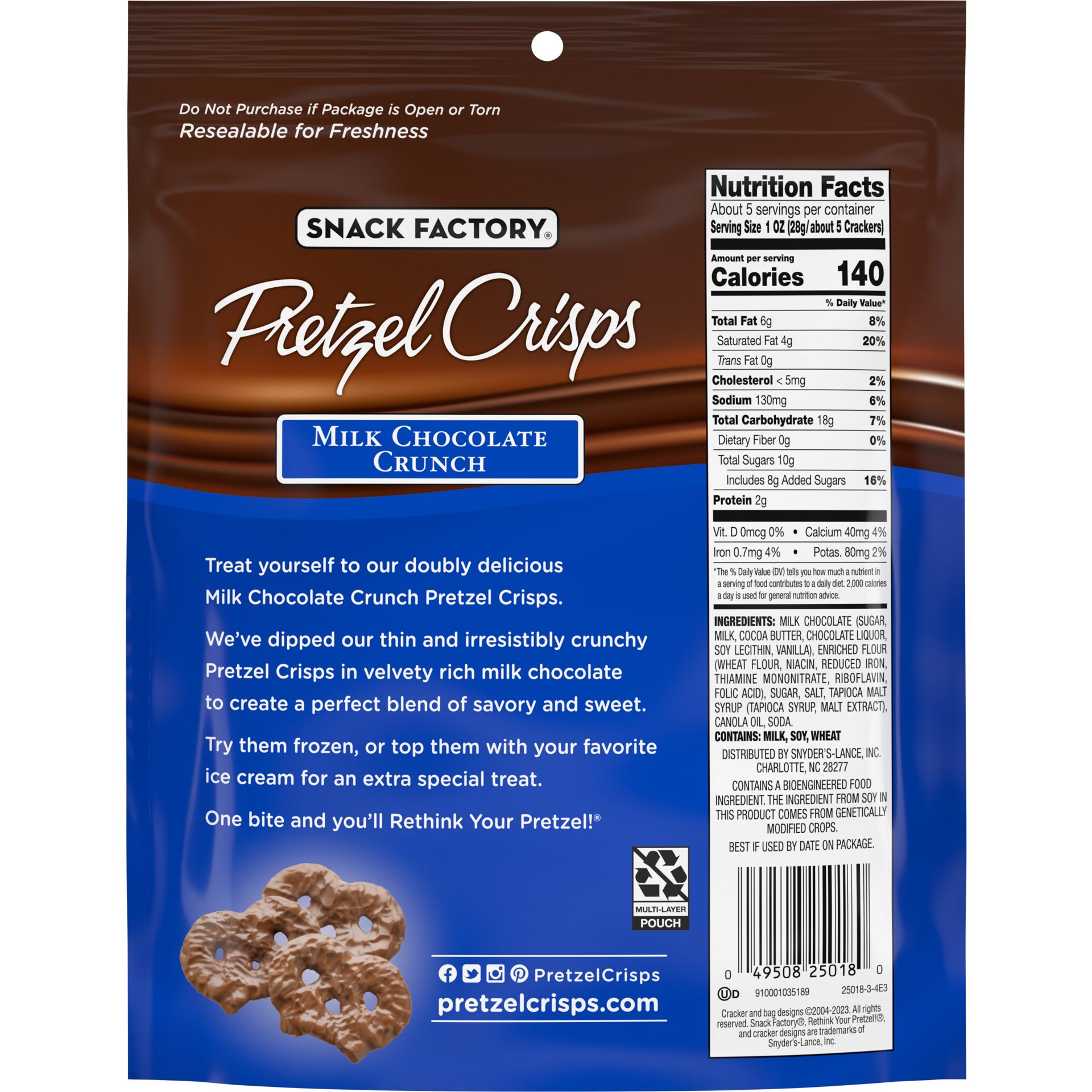 slide 2 of 5, Snack Factory Milk Chocolate Covered Pretzel Crisps, 5.5 oz