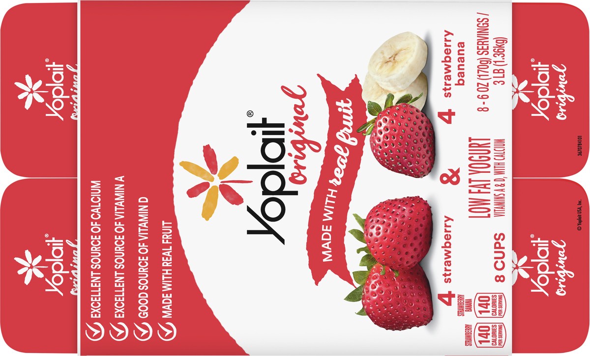 slide 9 of 9, Yoplait Original Strawberry and Strawberry Banana Yogurt - 8pk/6oz Cups, 8 ct; 6 oz