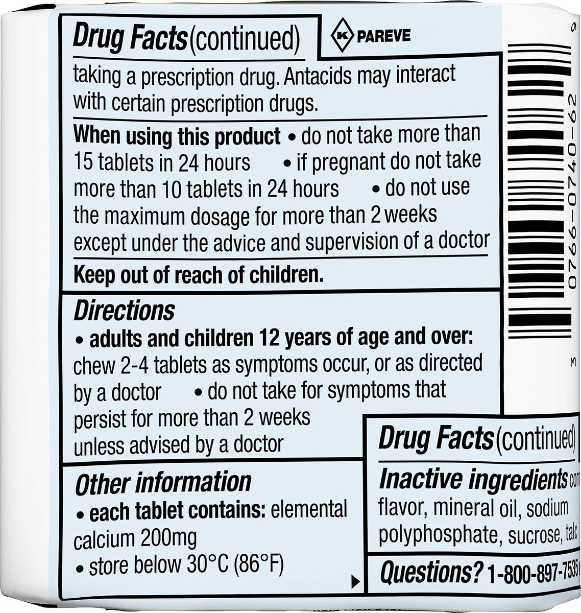 slide 5 of 7, Tums Chewable Tablets Regular Strength 500 Peppermint Antacid 36 ea, 36 ct