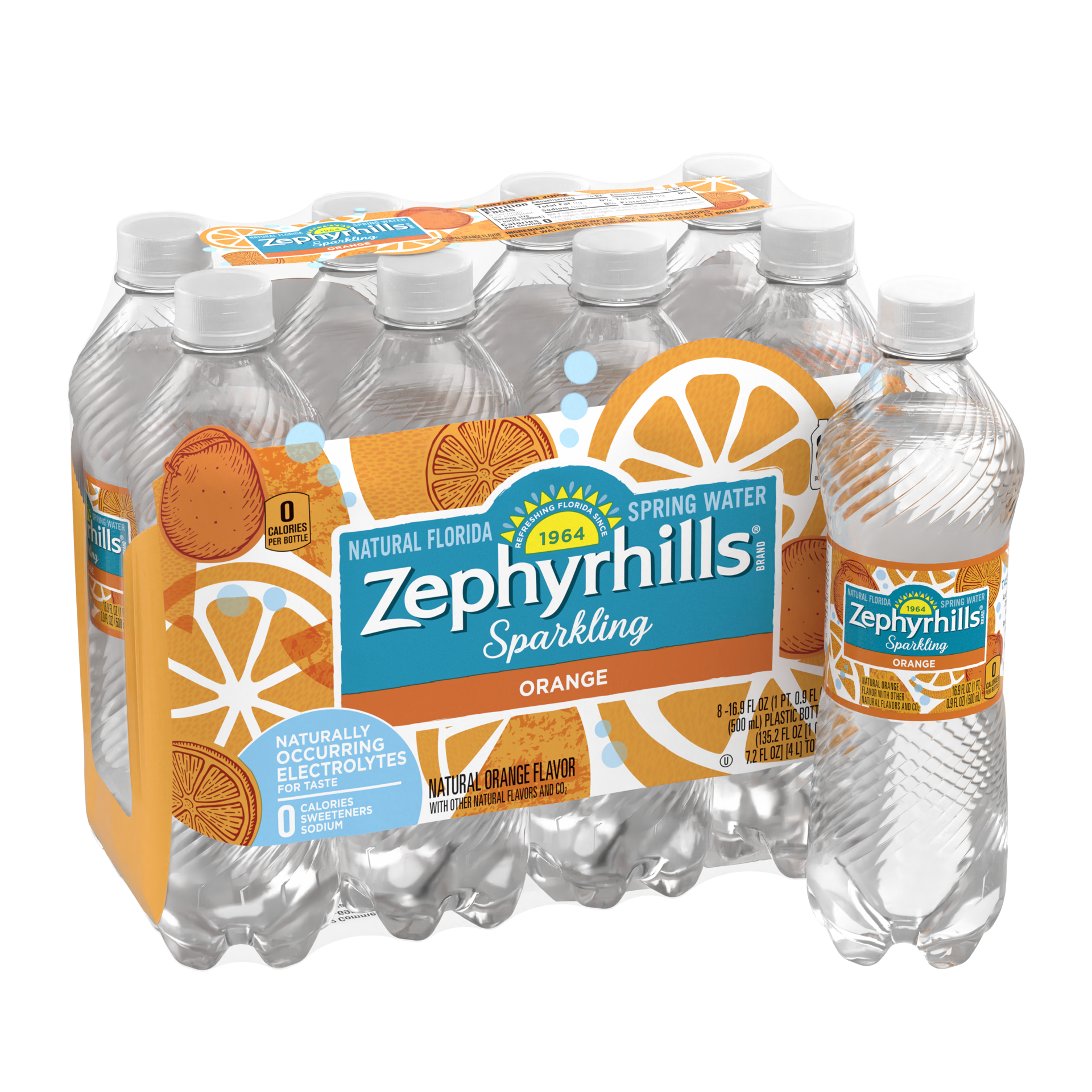 slide 5 of 5, Zephyrhills Sparkling Water, Orange- 16.9 fl oz, 16.9 fl oz