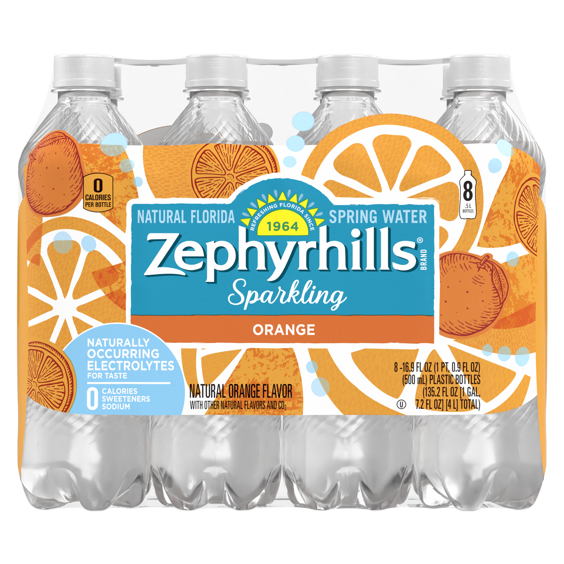 slide 1 of 5, Zephyrhills Sparkling Water, Orange- 16.9 fl oz, 16.9 fl oz