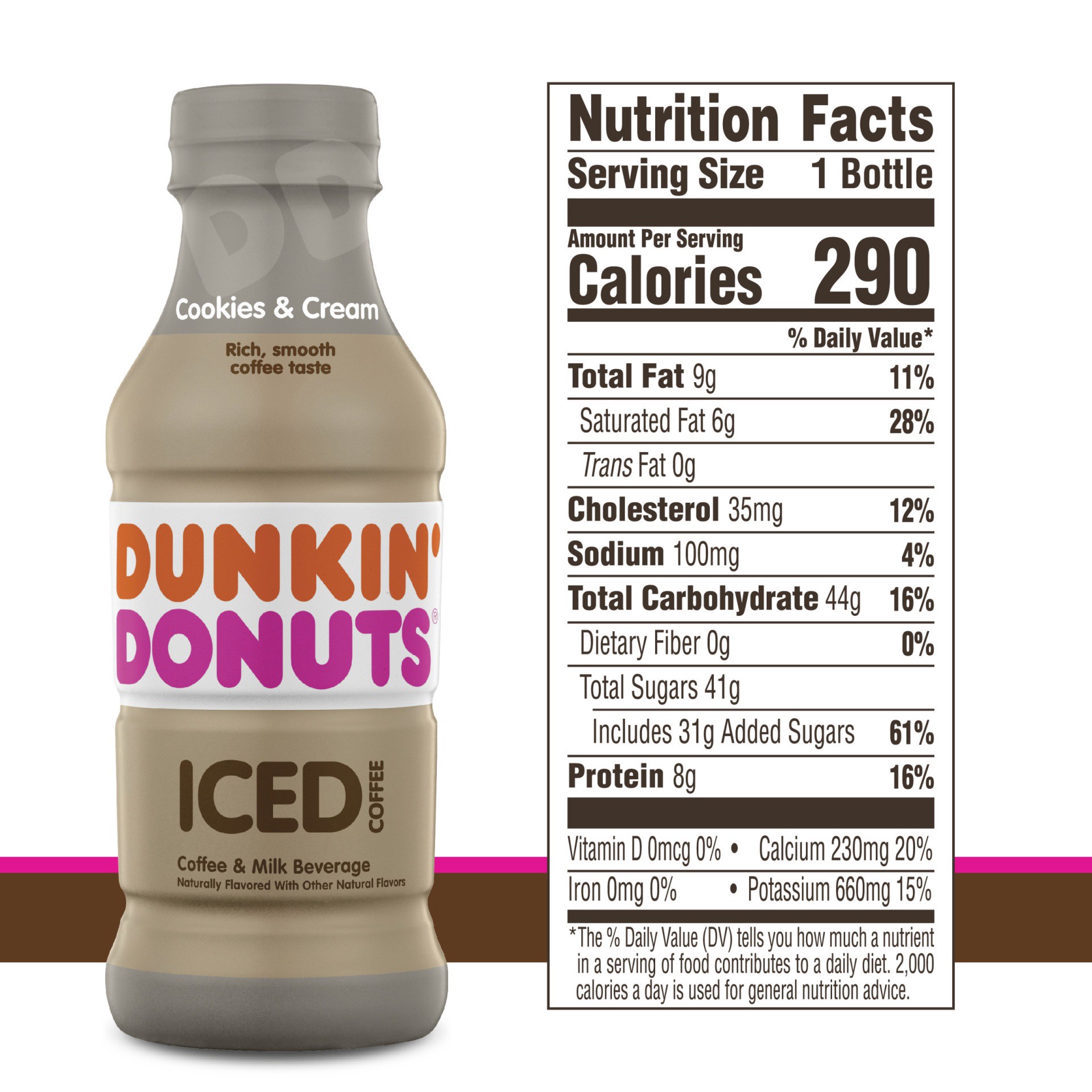 slide 4 of 10, Dunkin' Cookies & Cream Iced Coffee 13.7 oz, 13.7 fl oz