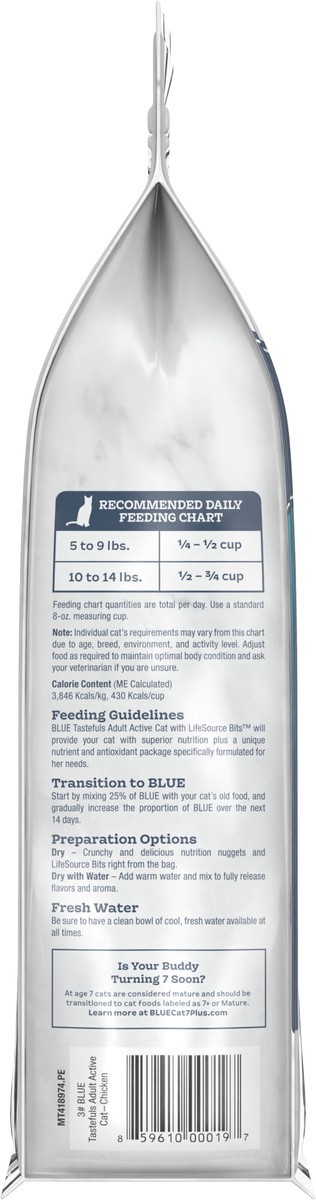 slide 6 of 6, Blue Buffalo Tastefuls Active Natural Adult Dry Cat Food, Chicken 3lb bag, 3 lb