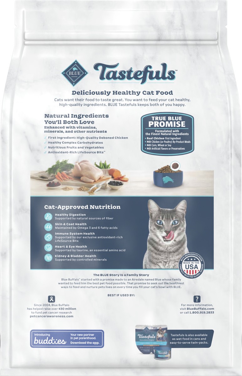 slide 4 of 6, Blue Buffalo Tastefuls Active Natural Adult Dry Cat Food, Chicken 3lb bag, 3 lb