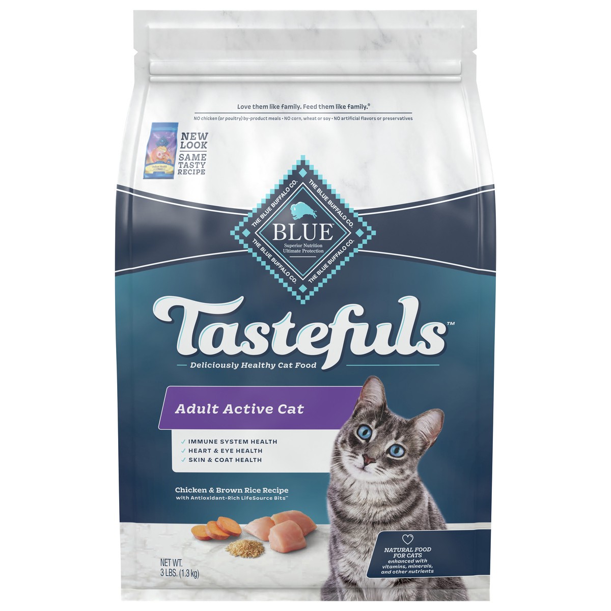 slide 5 of 6, Blue Buffalo Tastefuls Active Natural Adult Dry Cat Food, Chicken 3lb bag, 3 lb