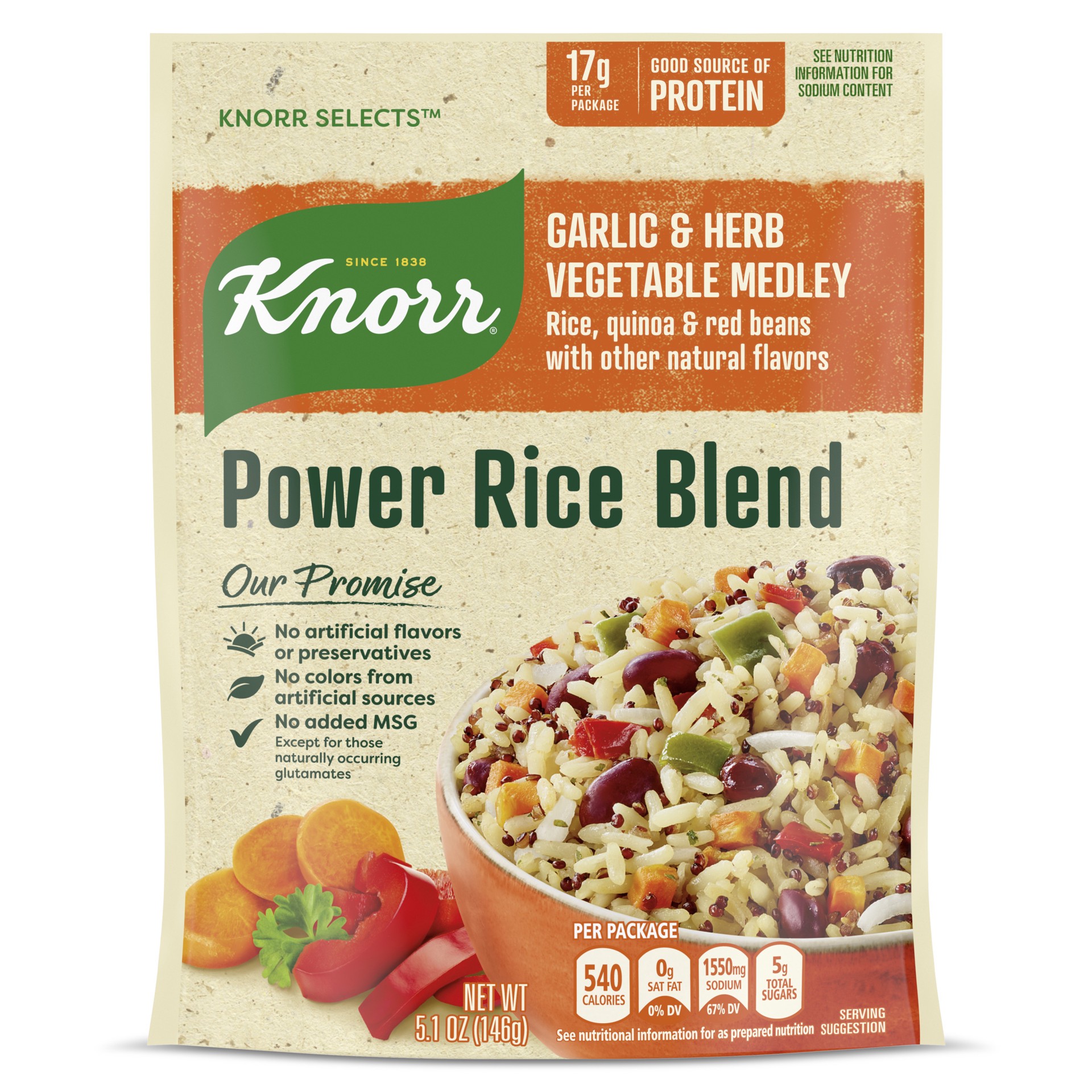 slide 1 of 11, Knorr Selects Power Rice Blend Garlic & Herb Vegetable Medley, 5.1 oz, 5.1 oz