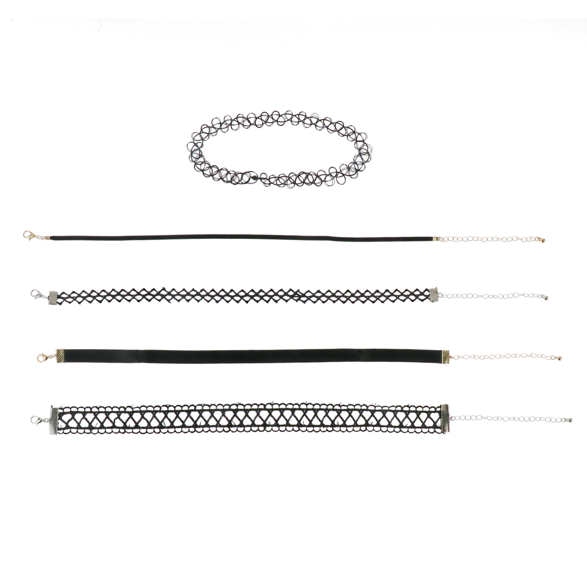 slide 1 of 1, Ballet Choker Set Black, 5 ct