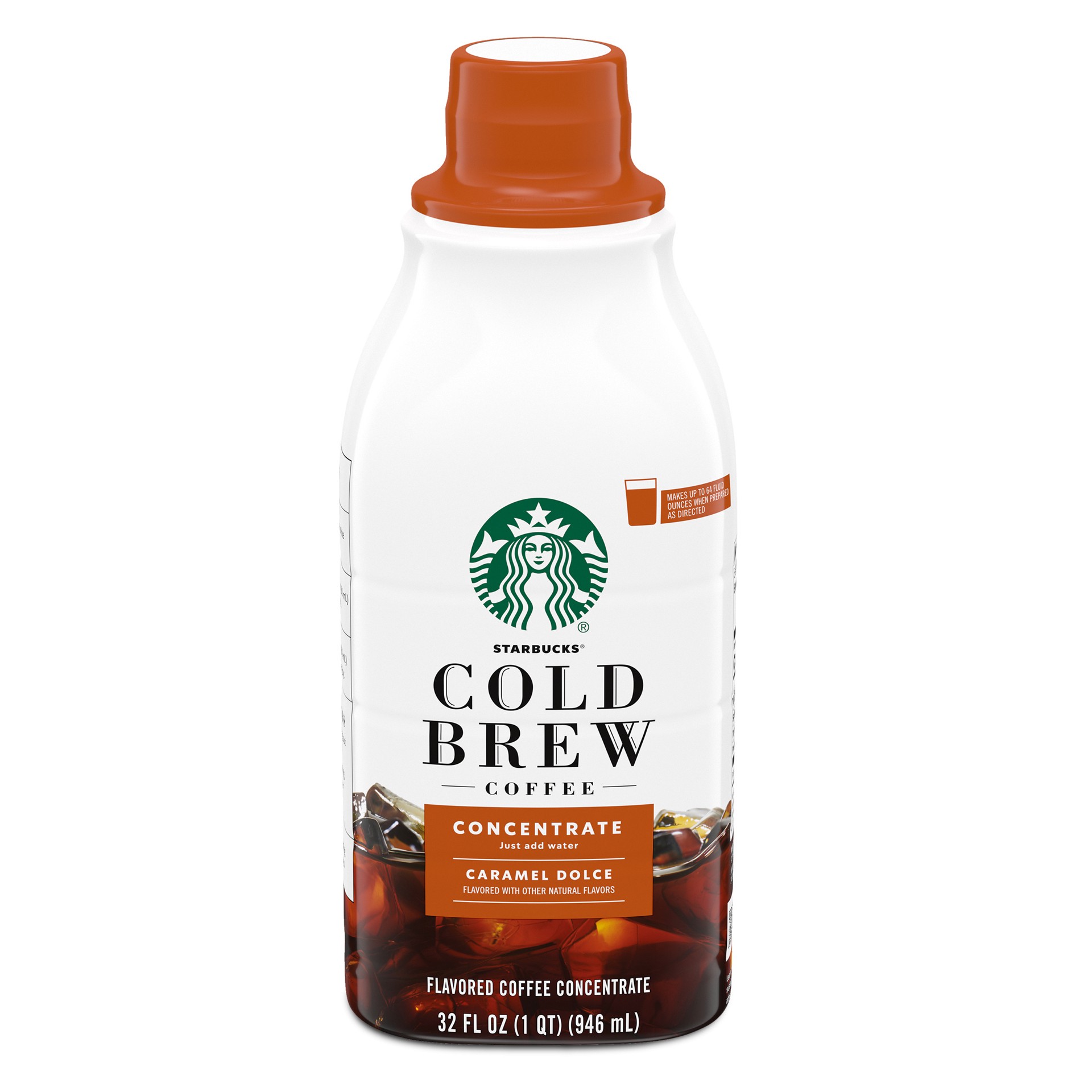 slide 1 of 9, Starbucks Cold Brew Coffee Concentrate, Caramel Dolce, 100% Arabica, Multi-Serve Bottle (32 Fl Oz), 32 fl oz