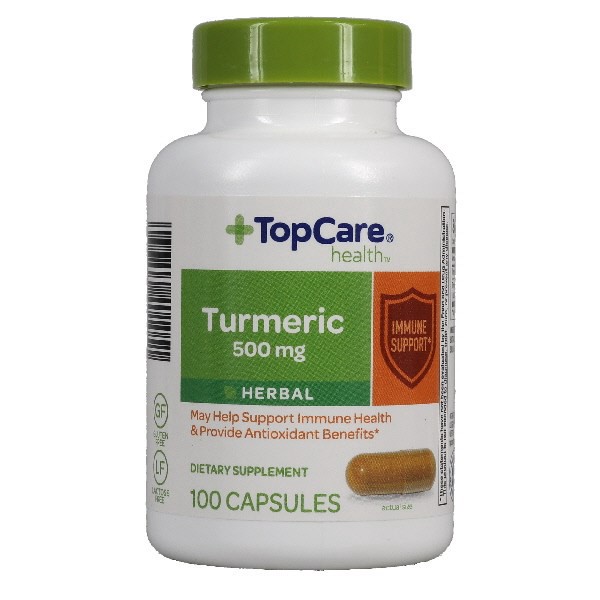 slide 1 of 10, TopCare Turmeric Natural Sourced 500mg, 100 ct