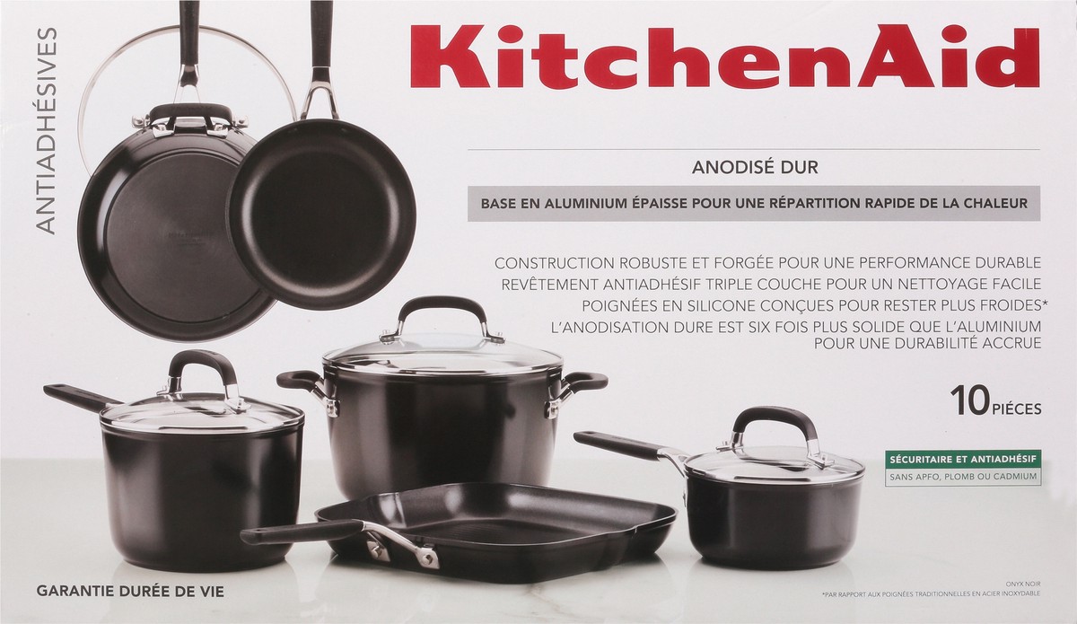 slide 8 of 12, KitchenAid Onyx Black Hard-Anodized Nonstick Cookware Set 10 pc, 1 ct