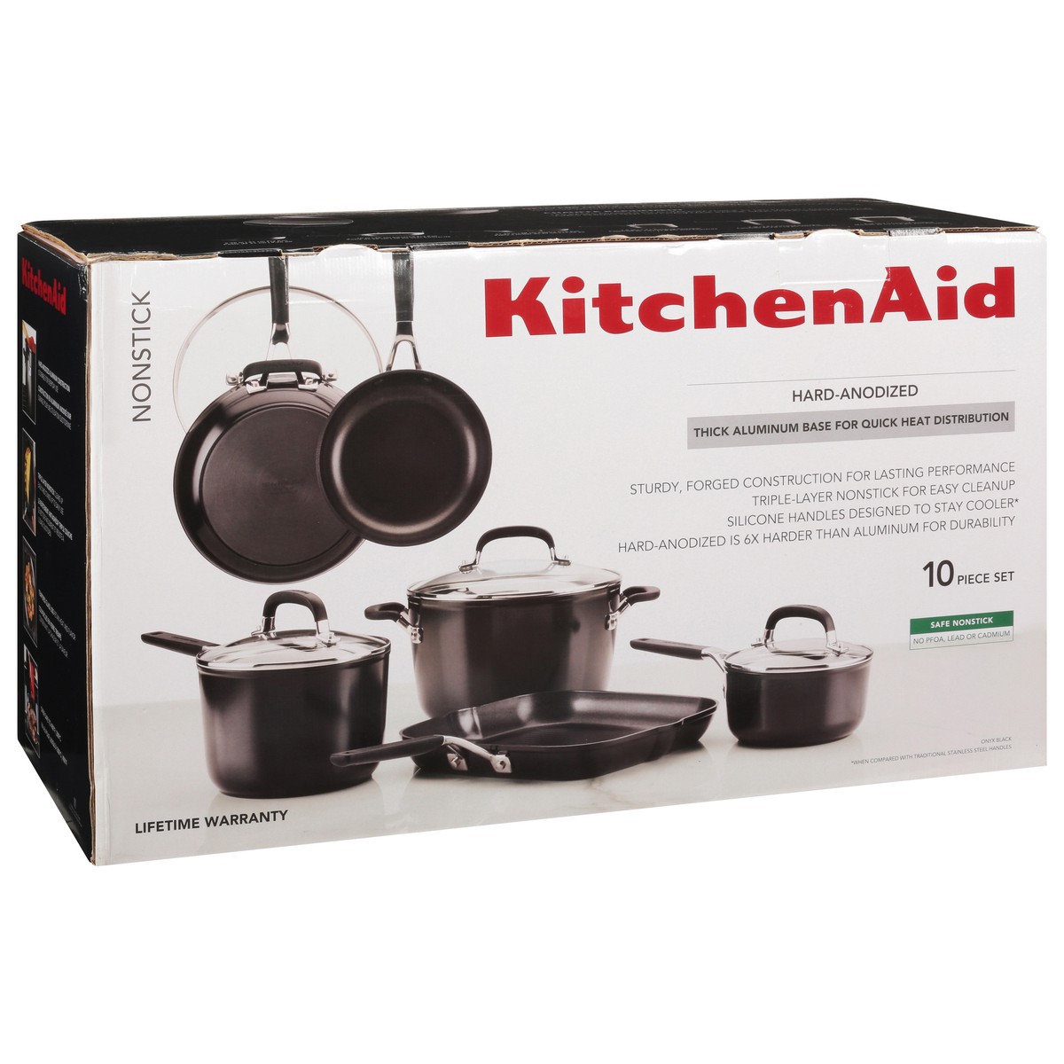 slide 12 of 12, KitchenAid Onyx Black Hard-Anodized Nonstick Cookware Set 10 pc, 1 ct