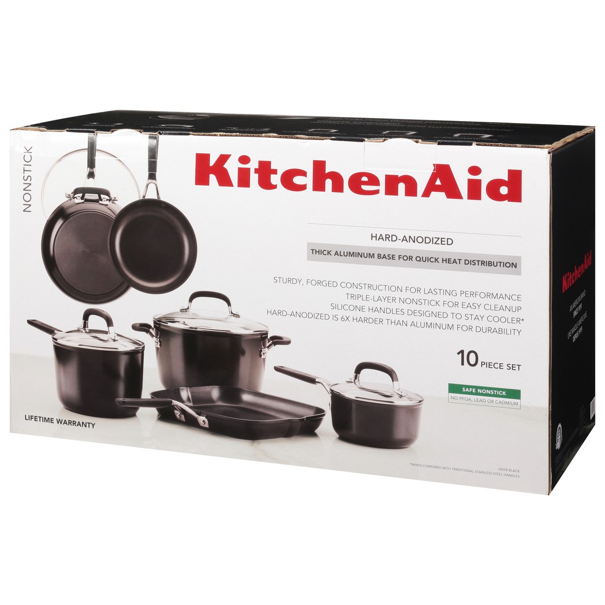 slide 11 of 12, KitchenAid Onyx Black Hard-Anodized Nonstick Cookware Set 10 pc, 1 ct