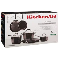 KitchenAid Onyx Black Hard-Anodized Nonstick Cookware Set 10 pc