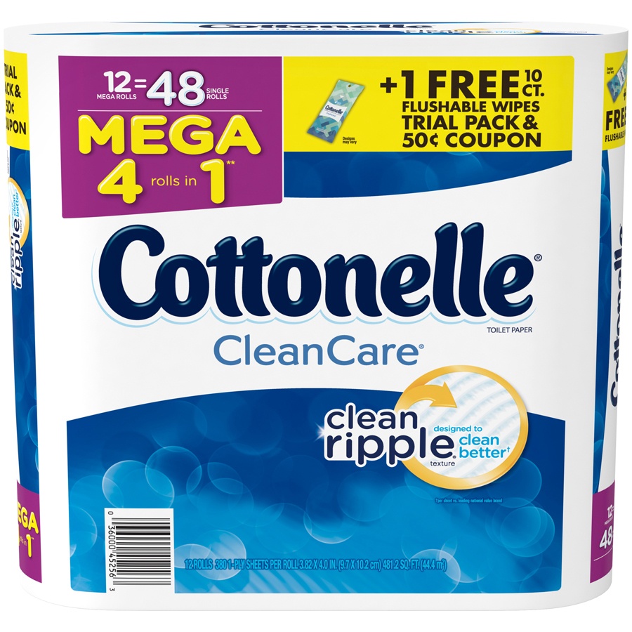 slide 1 of 1, Cottonelle Cleancare Bath Tissue, 12 ct