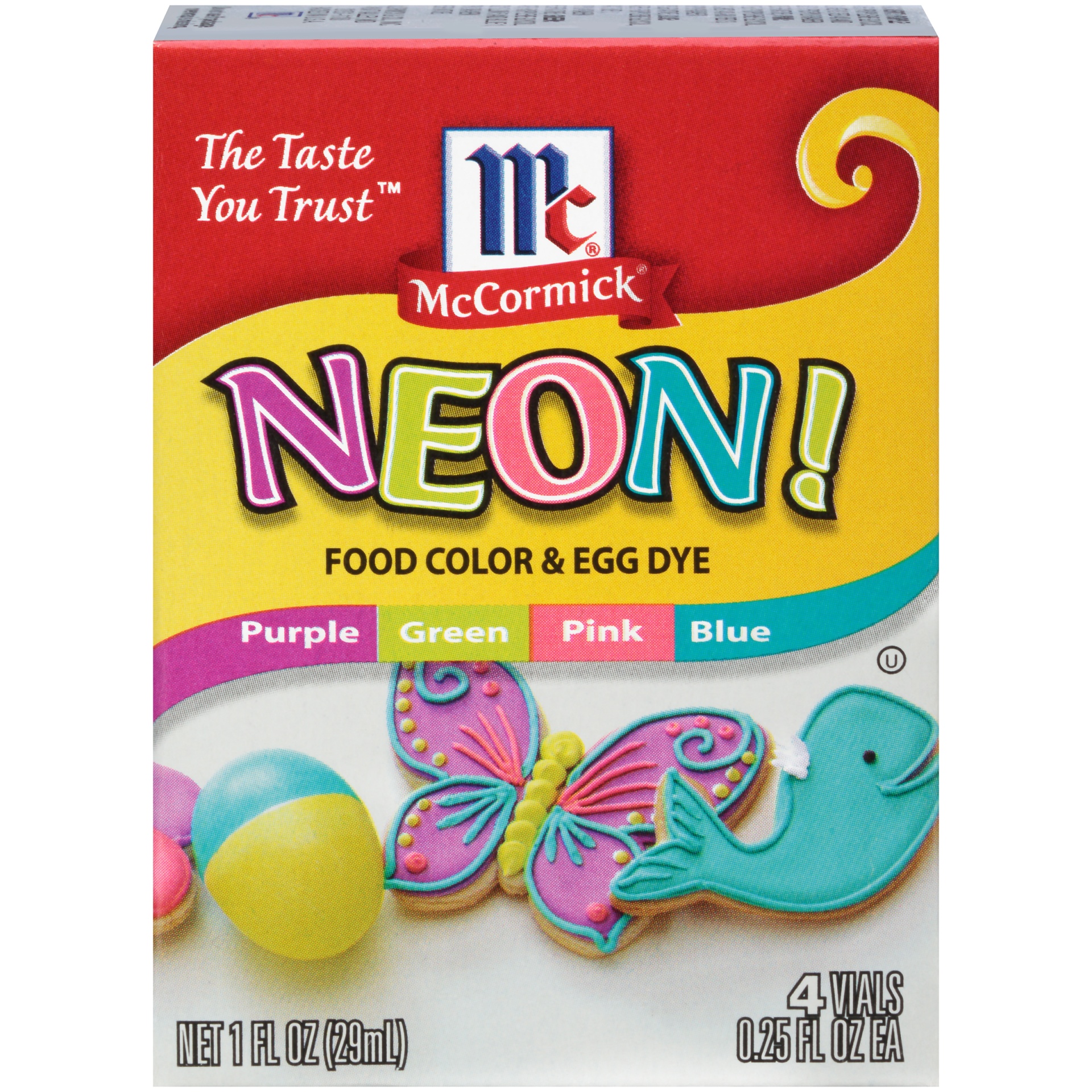 slide 1 of 6, McCormick Neon Assorted Food Color & Egg Dye, 1 fl oz