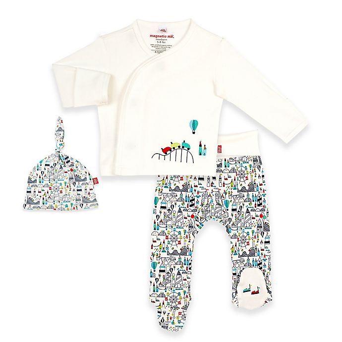 slide 1 of 1, Magnetic Me by Magnificent Baby Newborn Fun Fair Pant Set - White/Multi, 1 ct