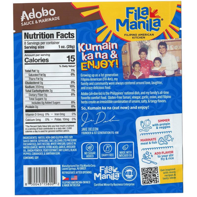 slide 5 of 5, Fila Manila Filipino Adobo Sauce - 8oz, 8 oz