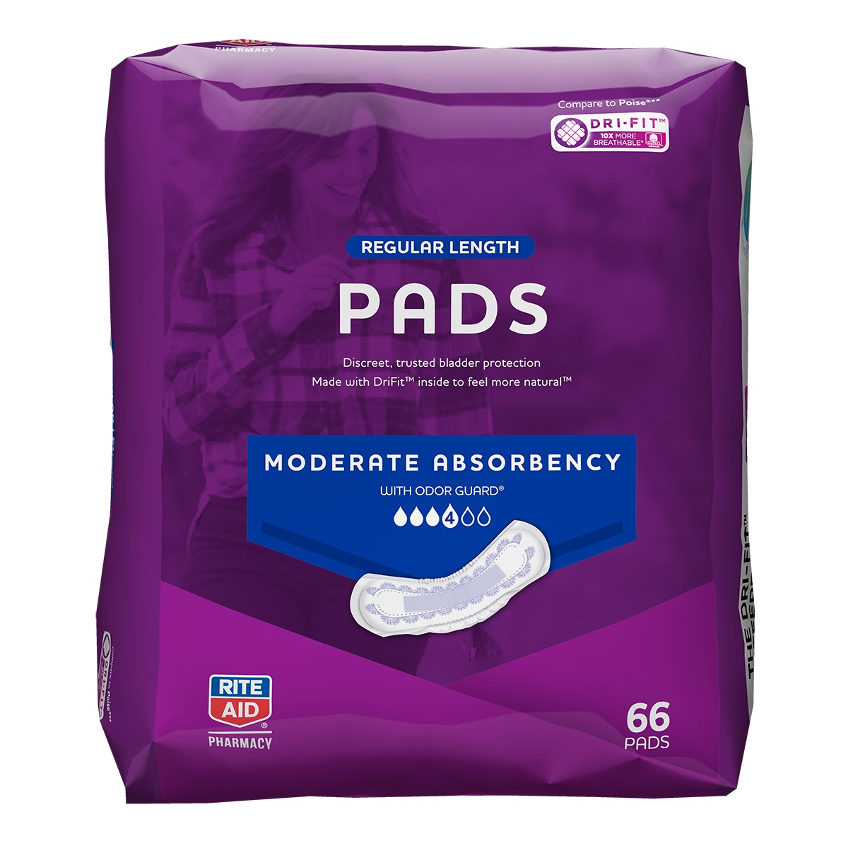 slide 1 of 1, Rite Aid Ra Pad Mod Reg, 66 ct