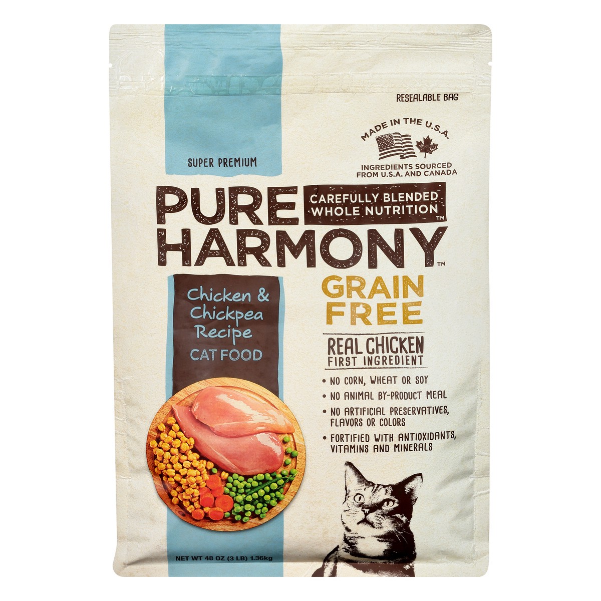 slide 1 of 14, Pure Harmony Grain Free Super Premium Chicken & Chickpea Recipe Cat Food 48 oz Bag, 48 oz