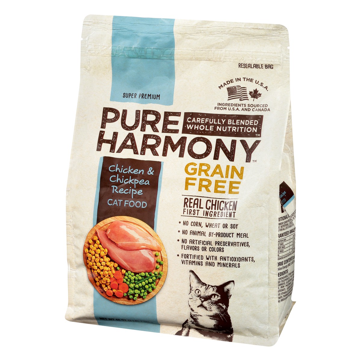 slide 6 of 14, Pure Harmony Grain Free Super Premium Chicken & Chickpea Recipe Cat Food 48 oz Bag, 48 oz