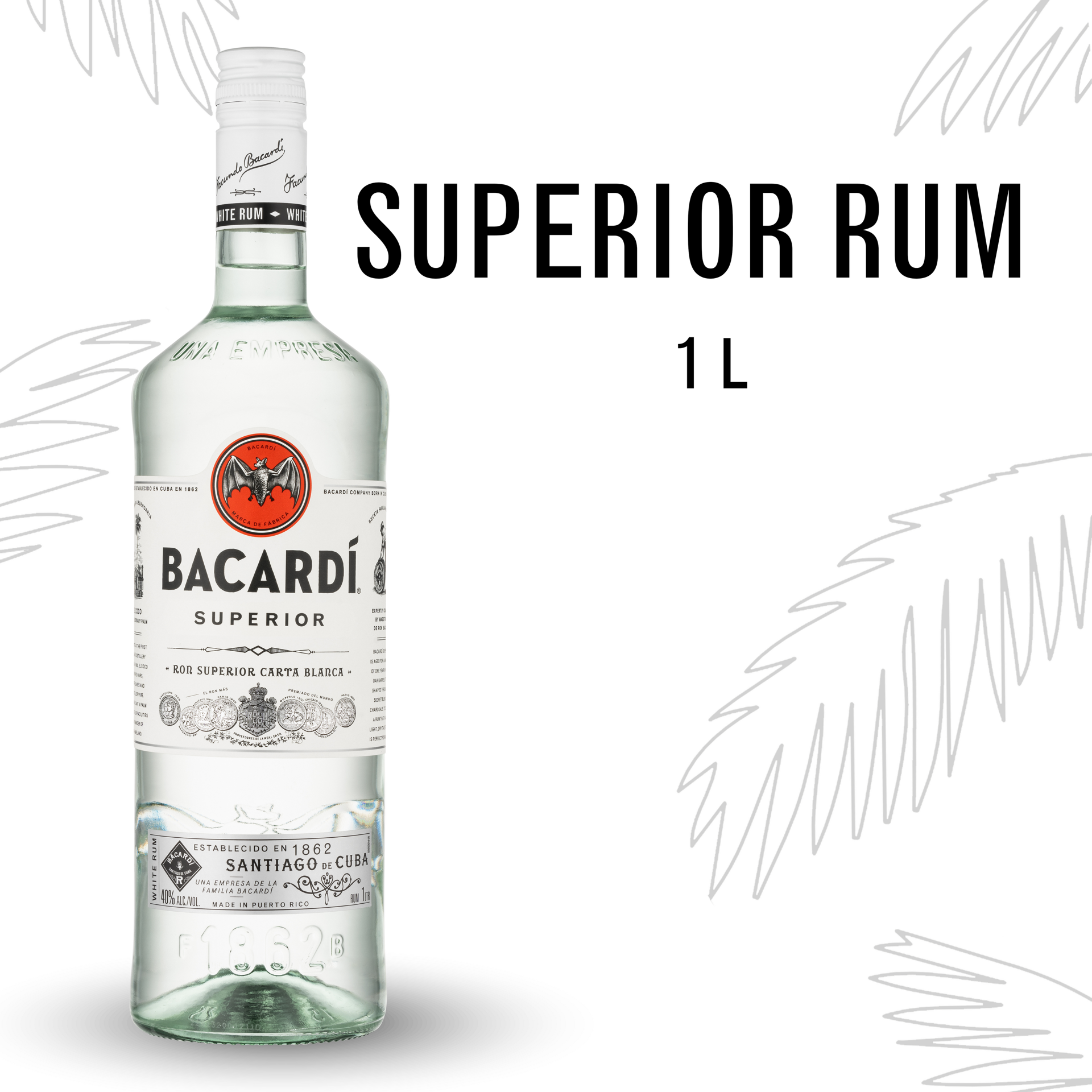 slide 1 of 5, Bacardi Rum 1 lt, 1 liter