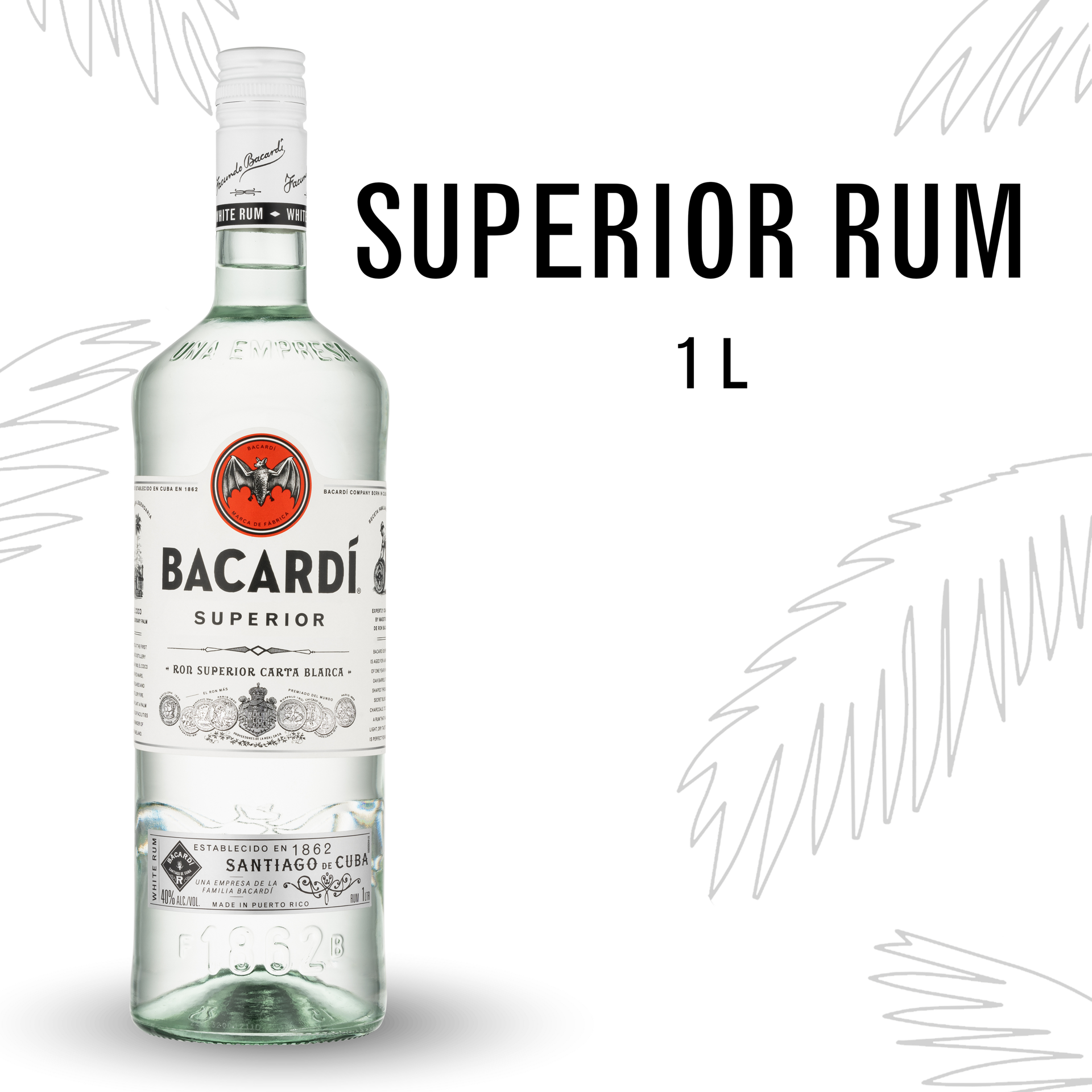 slide 1 of 5, Bacardi Rum 1 lt, 1.0 liter