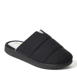 Dearfoams Waffle Knit Scuff Slippers, Black, Size Large