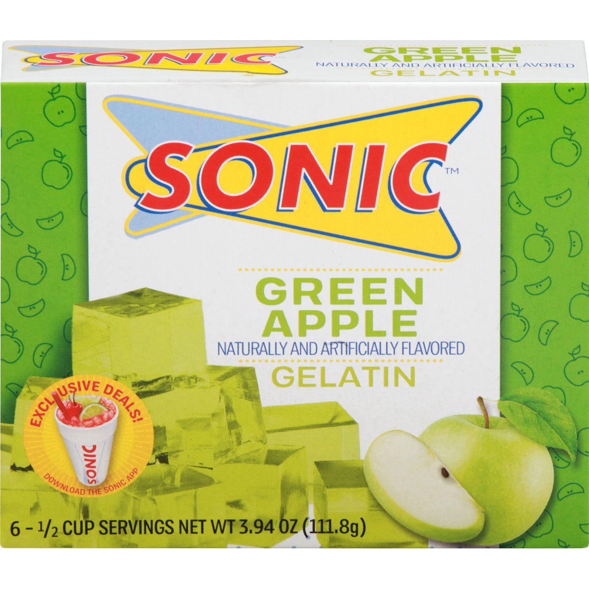 slide 1 of 10, Sonic Green Apple Gelatin, 3.94 oz