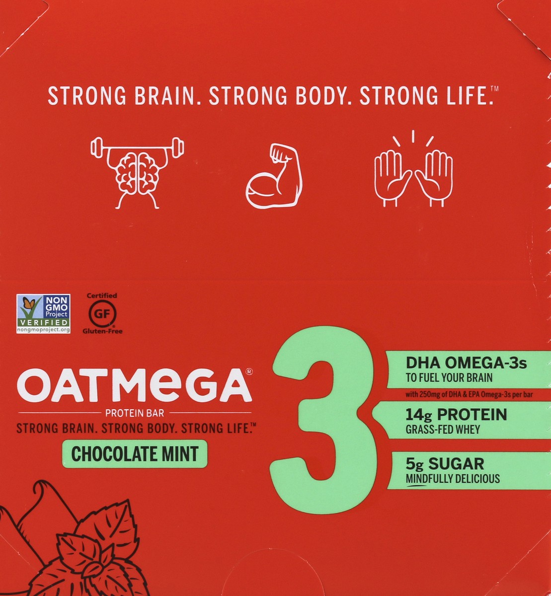 slide 12 of 13, Oatmega Chocolate Mint Protein Bar 12 ea, 12 ct