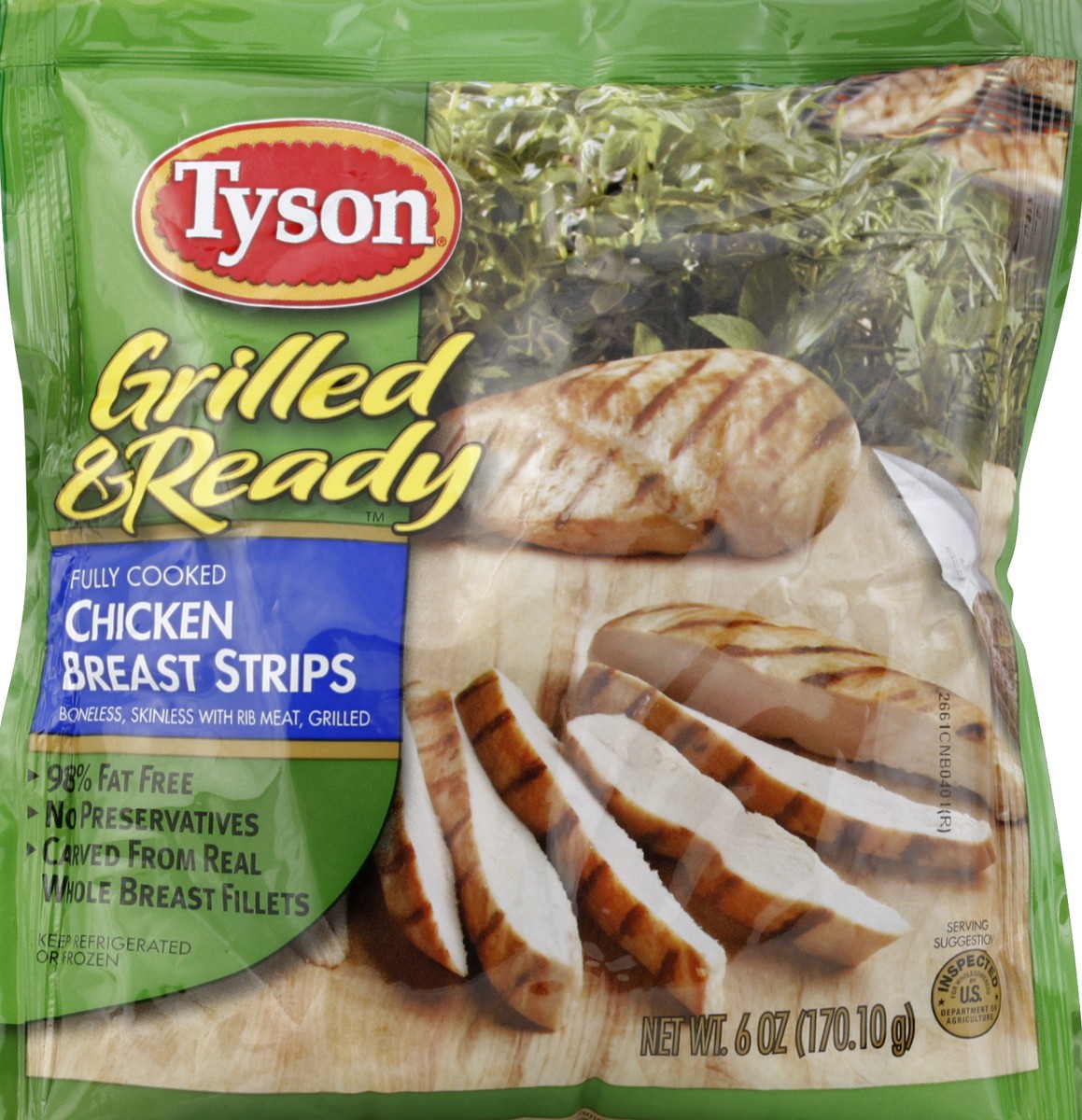 slide 5 of 5, TYSON GRILLED AND READY Tyson FC Grilled Chicken Breast Strips, 170.10 g