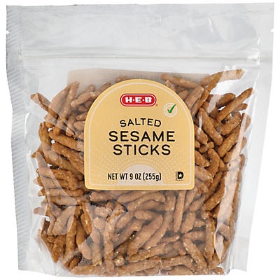 slide 1 of 1, H-E-B Salted Sesame Sticks, 9 oz