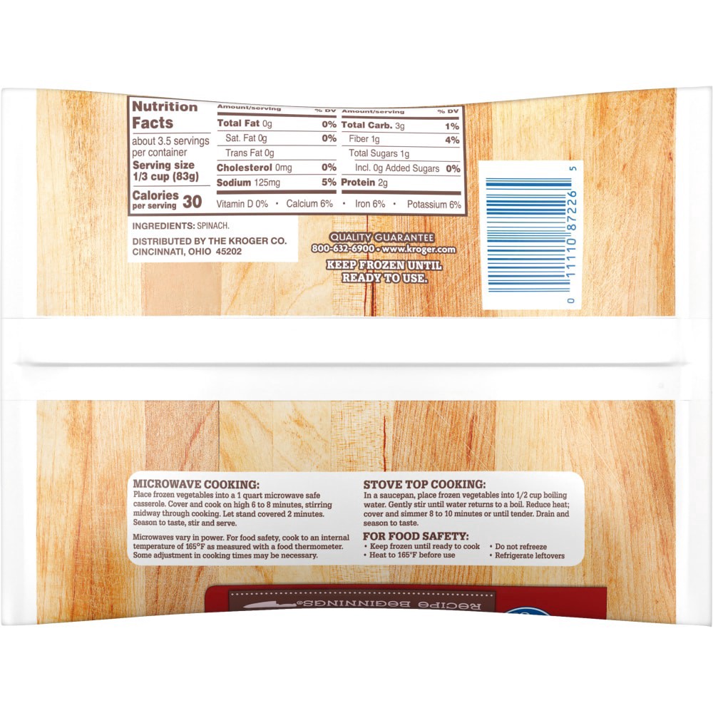 slide 3 of 6, Kroger Chopped Spinach, 10 oz