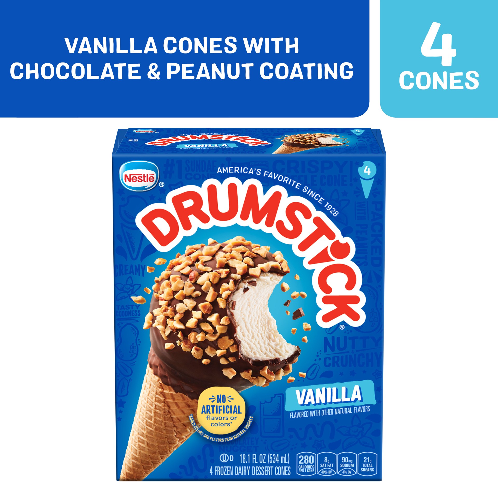 slide 4 of 5, Nestlé Nestle Vanilla Drumstick Ice Cream Cone - 4ct, 