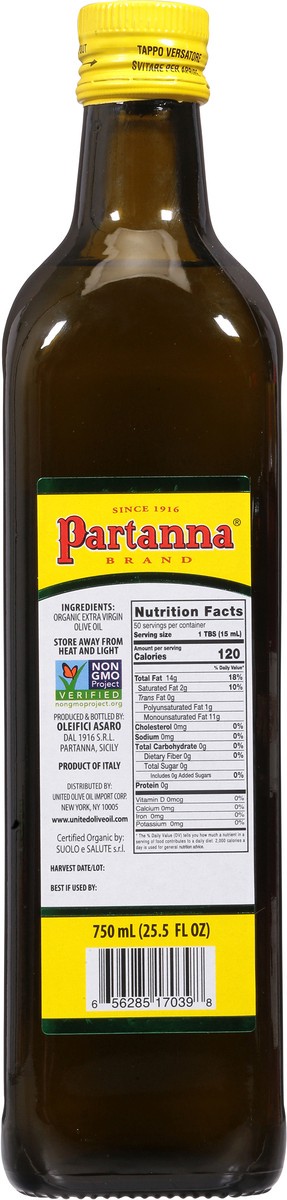 slide 13 of 13, Partanna Extra Virgin Organic Smooth Olive Oil 25.5 fl oz, 25.5 fl oz