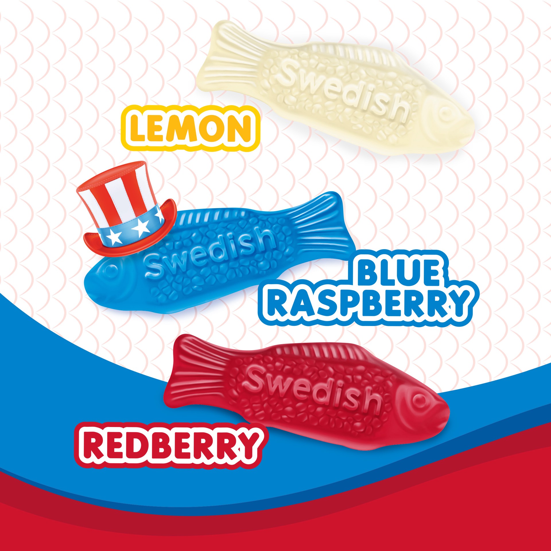 slide 4 of 5, SWEDISH FISH Mini Red, White & Blue Soft & Chewy Candy, Bulk Candy, 1.8 lb, 28.8 oz