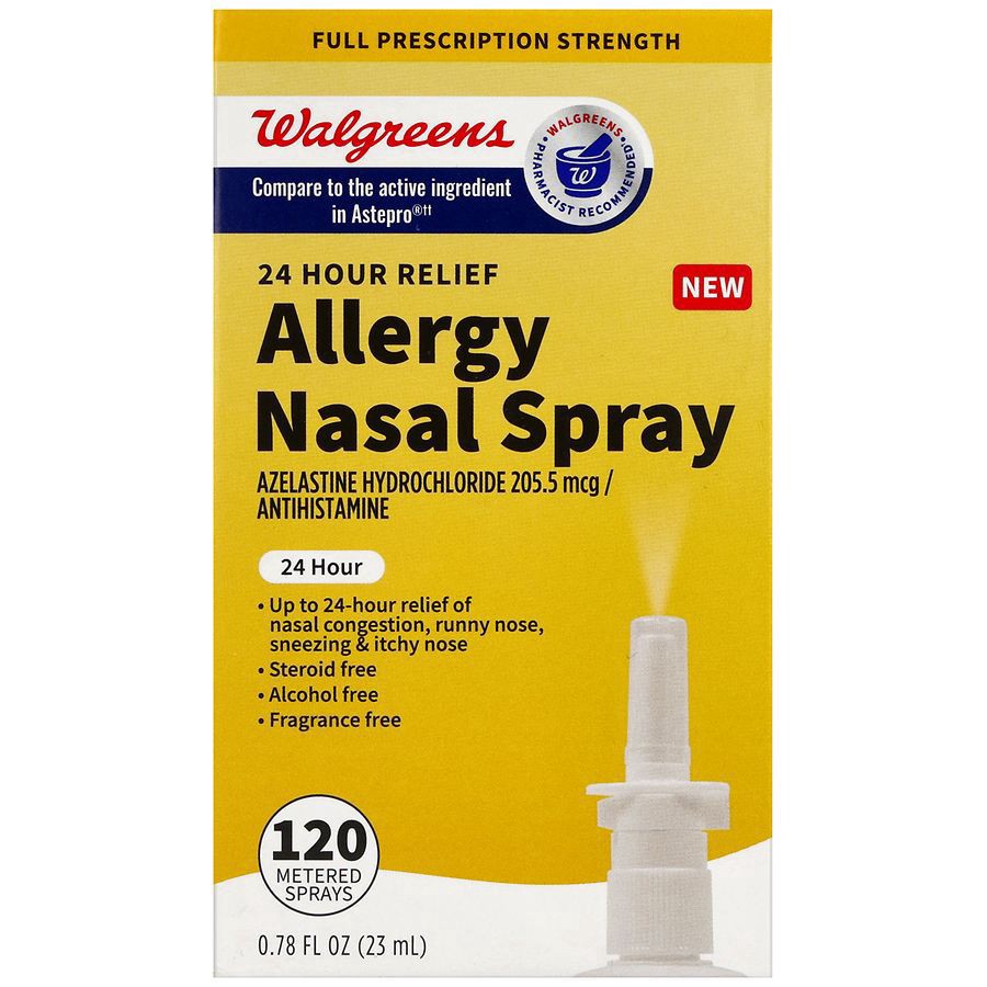 slide 1 of 2, Walgreens 24 Hour Relief Allergy Azelastine Hydrochloride 205.5 mcg Nasal Spray, 0.78 fl oz